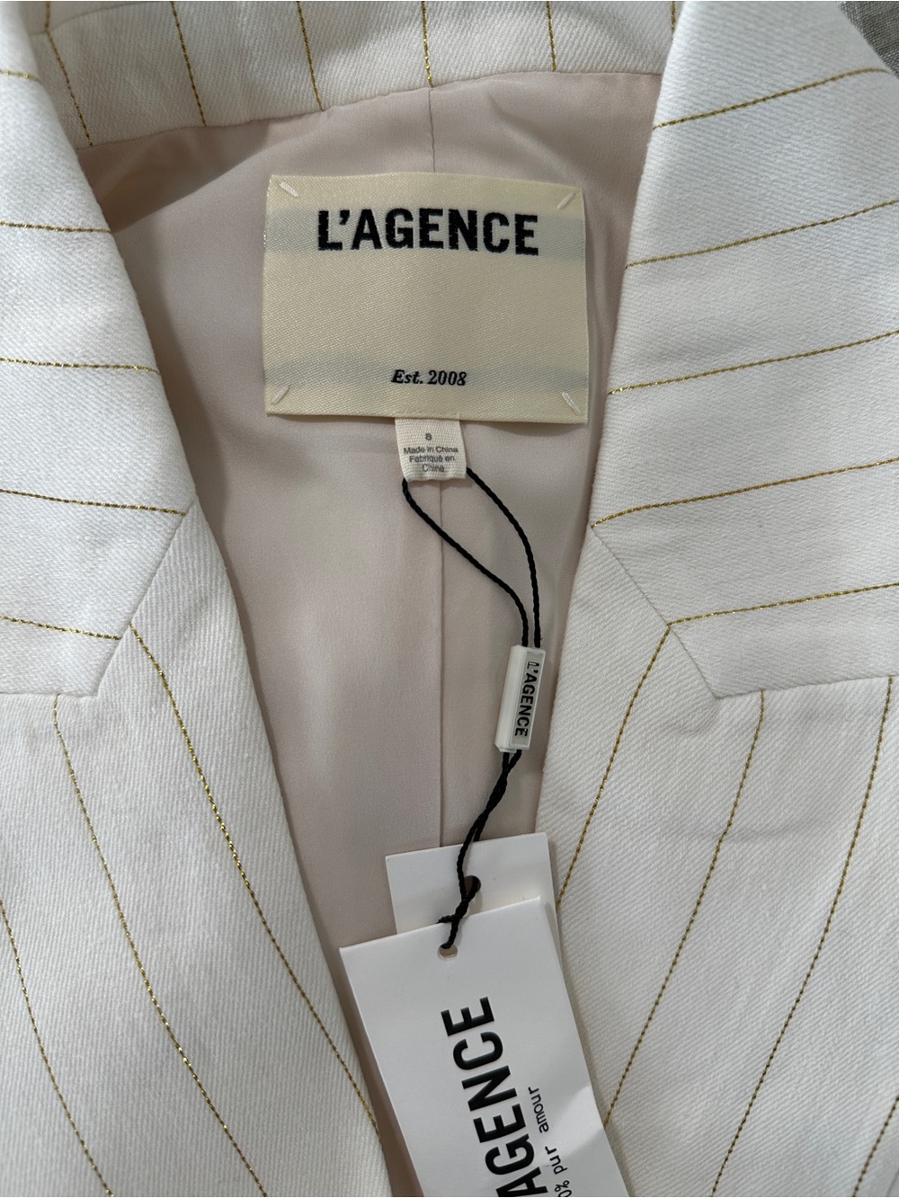 L'AGENCE White Pinstripe Double-Breasted Sleeveless Vest NWT Size 8 - Picture 3 of 7